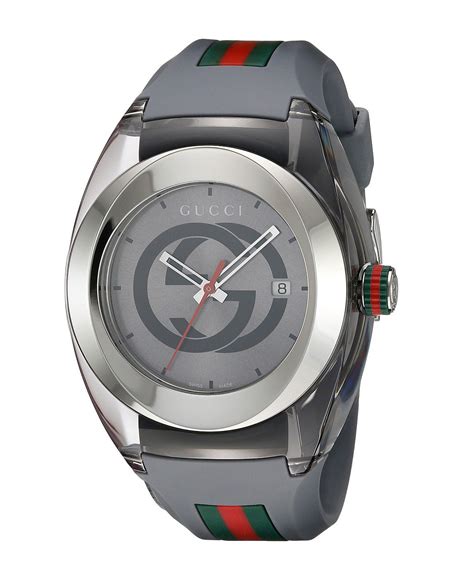 Gucci Men's Sync XXL Grey Dial Rubber Band Watch